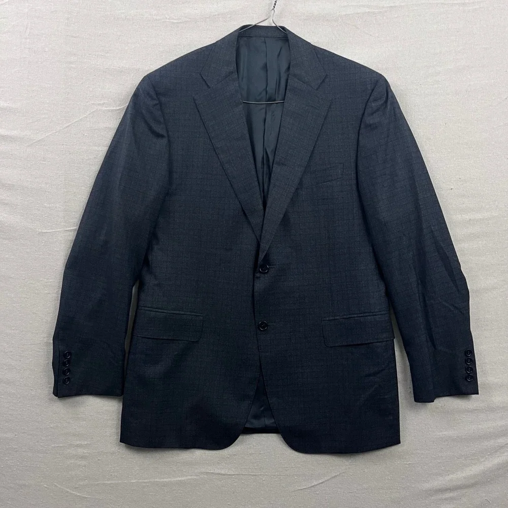 Canali Blazer Mens 42R Charcoal Grey Textured Crosshatch Two Button‎ Sport Coat